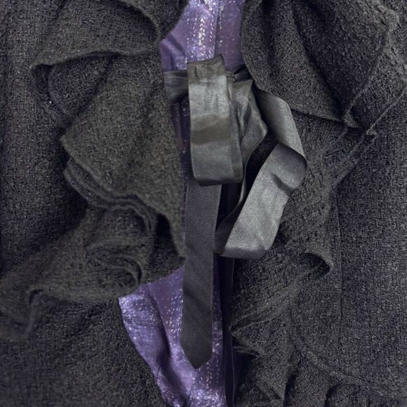 Anthropologie Ruffled Boucle Jacket Size 4 Coquette Romance Whimsigoth Vamp Y2K - Picture 5 of 7